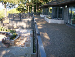 Finished architectural concrete flatwork on a completed residence