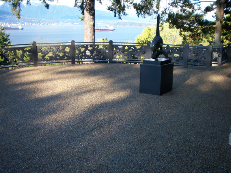 Exposed aggregate terrace overlooking English Bay