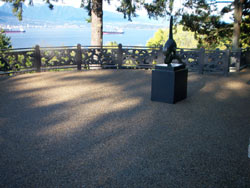 Exposed aggregate terrace overlooking English Bay